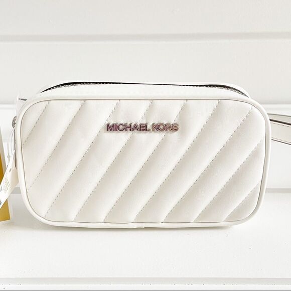 MK Rose Optic White Convertible Quilted Belt Bag - Picture 4 of 13